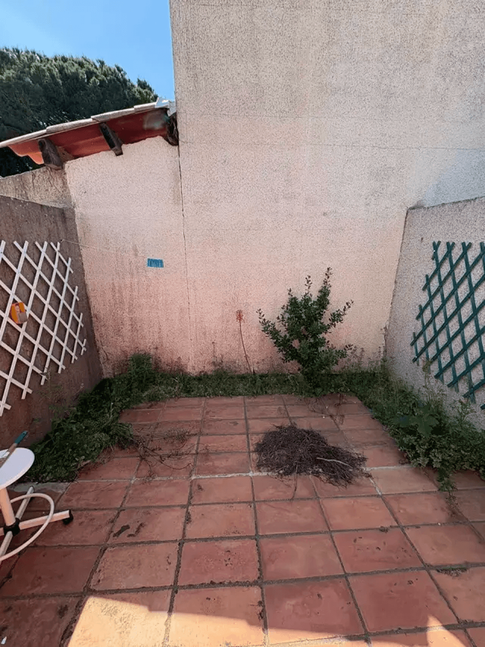 Nettoyage professionnel de terrasses et espaces verts au Cap d'Agde - Avant - Par Eco Clean Up 34 - Hérault